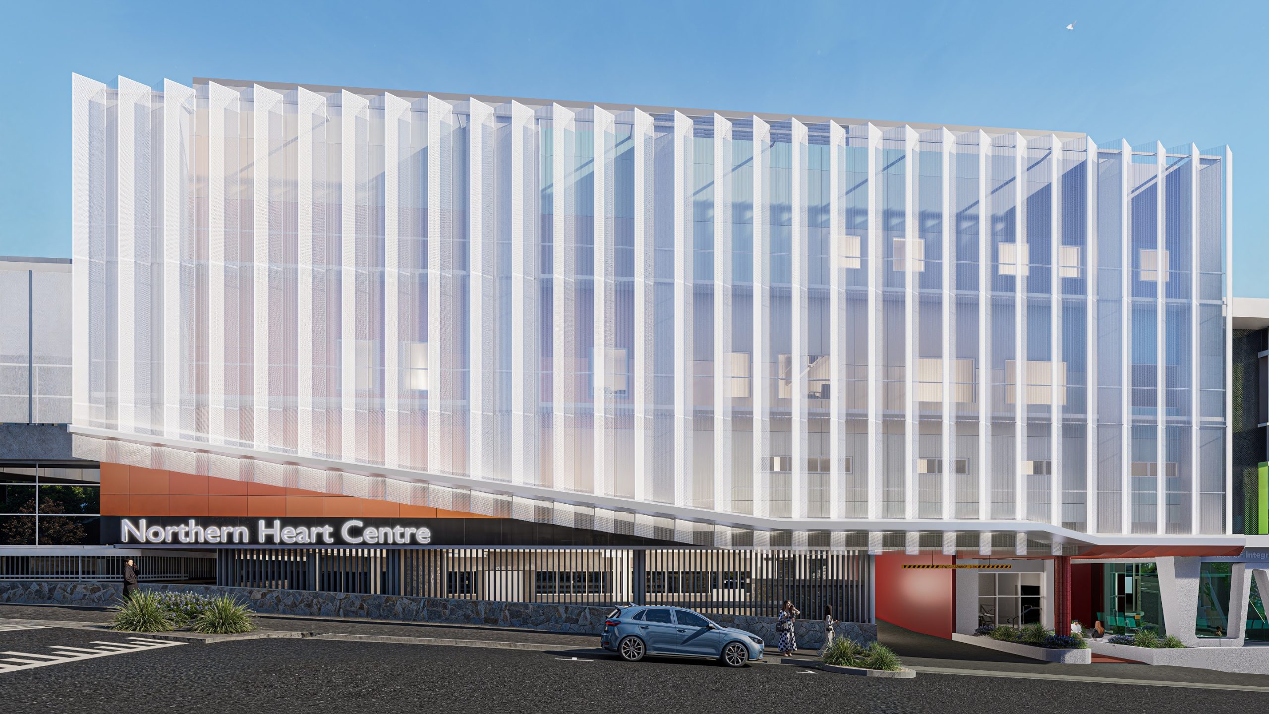 Northern Heart Centre exterior on Frankland Street showing multi‑storey façade with vertical screening and main entry.